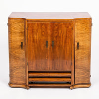 Antique English Art Deco Wood Bar Cabinet Credenza, 1930s