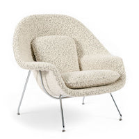 Early Restored Mid Century Ivory Wool Womb Chair by Saarinen for Knoll, Multiples/Custom Avail