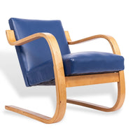 Bauhaus 402 Blue Arm Chair by Alvar Aalto, Made in Finland, 1930s