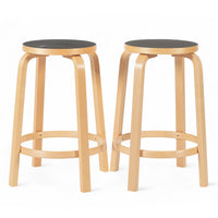 Mid Century Finnish Birch & Black 64 Stools by Alvar Aalto for Artek, 2015