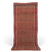 Antique Handmade Kurdish Red and Pink Floor Rug Runner 6x11