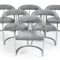 Set of 6 Mid-Century Modern SS33 Chrome Dining Chairs by Anton Lorenz for Thonet, 1970s