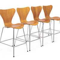 Danish Modern Wood Stools Series 7 by Arne Jacobsen for Fritz Hansen