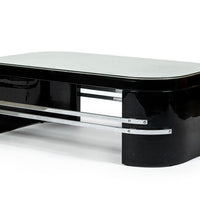 Art Deco Coffee Table in Black Lacquer and Metal Leaf, circa 1935
