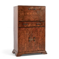 Antique French Art Deco Elm Wood Bar Cabinet 1930s