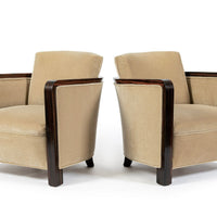 French Art Deco Mohair Lounge Chairs by Eric Bagge for Mercier Frères, Macassar Ebony, 1920s