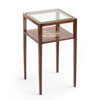 Antique French Art Nouveau Small Handpainted Wood Side Table