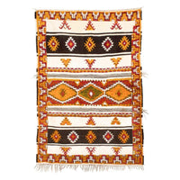 Vintage Moroccan Tribal Berber Orange Wool Floor Rug
