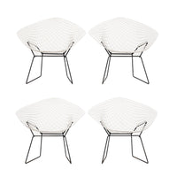 Mid Century White Diamond Wire Chairs by Bertoia for Knoll