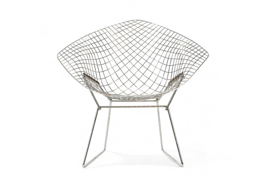 Mid Century Silver Diamond Wire Lounge Chair by Harry Bertoia for Knoll