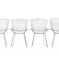 Mid Century Modern Silver Wire Dining Side Chairs by Harry Bertoia for Knoll