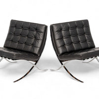 Mid Century Black Barcelona Chairs by Mies van der Rohe for Knoll