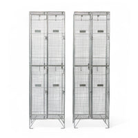 Pair British Industrial Metal Wire Mesh Locker Sets, Made in the UK