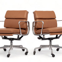 Eames for Herman Miller Brown Leather Desk Chair Pair 2000s