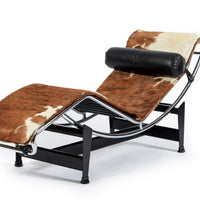 Vintage Cassina LC4 Cowhide Leather Chaise Lounge Chair by Le Corbusier 1960s
