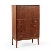 Mid-Century Danish Modern Teak Secretary Desk or Bar Cabinet Made in Denmark 1960s