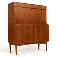 Mid-Century Danish Modern Teak Secretary Desk Cabinet 1960s