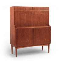Mid-Century Danish Modern Teak Secretary Desk Cabinet 1960s