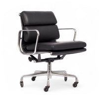 Mid Century Black Leather Aluminum Group Desk Chair by Eames for Herman Miller