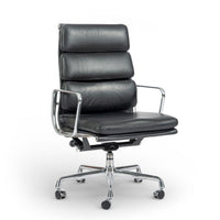 Eames for Herman Miller Tall Black Leather Desk Chair Soft Pad