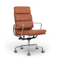 Herman Miller Eames Tall Medium Brown Leather Desk Chair Soft Pad