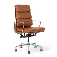 Herman Miller Eames Tall Brown Leather Desk Chair Soft Pad