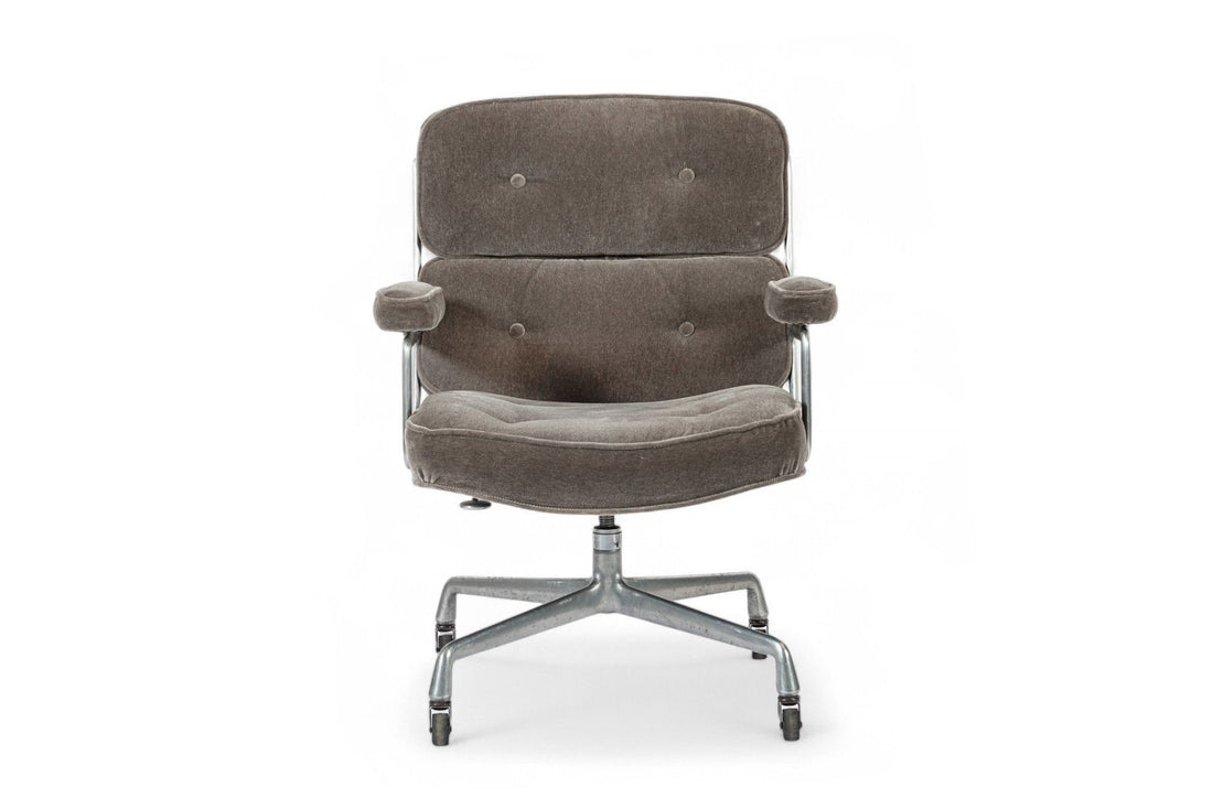 Vintage Eames Time Life Gray Velvet Office Chair Herman Miller 1978