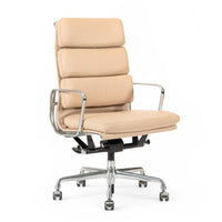 Eames Herman Miller Tall Cream Leather Office Chair Aluminum Group