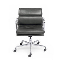 Dark Gray Leather Office Chair by Eames for Herman Miller Aluminum Group