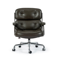 Eames Time Life Executive Lobby Chair for Herman Miller, Dark Gray Leather Office Desk Chair, 1988