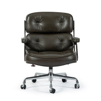 Eames Time Life Executive Lobby Chair for Herman Miller, Dark Gray Leather Office Desk Chair, 1988