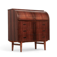 Vintage Mid Century Swedish Rosewood Rolltop Secretary Desk