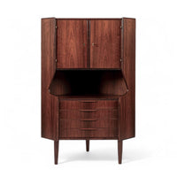 Mid Century Danish Rosewood Corner Bar Cabinet 1960s