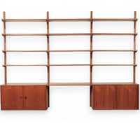 Large Mid Century Danish HG Teak Wood Modular Wall Unit Shelving & Bookcase
