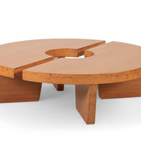 Mid Century Mahogany Wood Nuclear Coffee Table by Harvey Probber