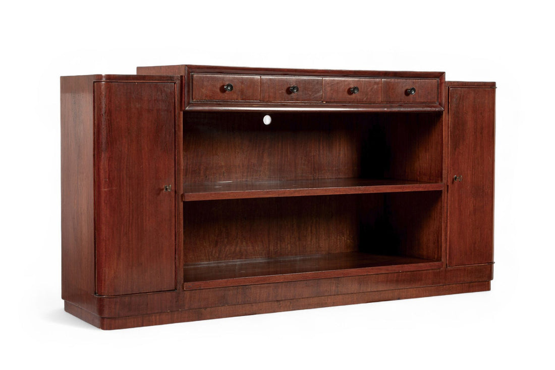 Antique Italian Art Deco Wood Sideboard Credenza or Bar Cabinet 1940s