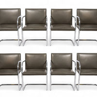 Mid Century Gray Leather Brno Chairs by Mies van der Rohe for Knoll