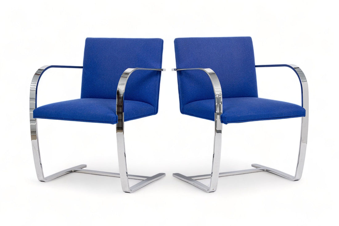 Mid Century Blue Brno Chairs by Mies van der Rohe for Knoll, 2006
