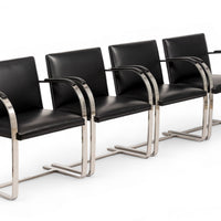 Mid Century Black Brno Chairs by Mies van der Rohe for Knoll Set of 4