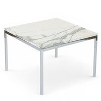 Mid Century Square White Marble Side or Coffee Table by Florence Knoll