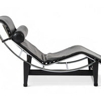 Cassina LC4 Black Leather Chaise Lounge Chair by Le Corbusier 1991