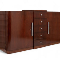 Antique French Art Deco Mahogany Wood Sideboard or Bar Cabinet 1930s