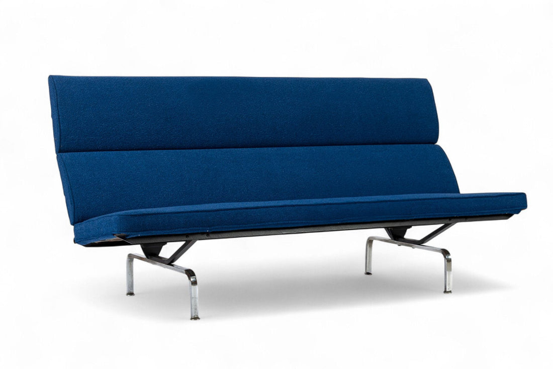 Mid Century Blue Sofa Compact by Eames for Herman Miller 1970s