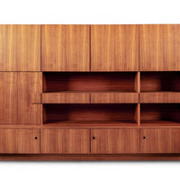 Monumental Vintage Mid Century German Teak Wall Unit Cabinet