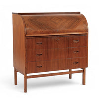 Mid Century Swedish Teak Rolltop Secretary Desk by Egon Ostergaard