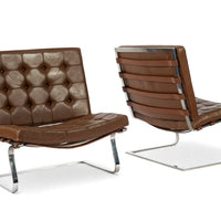 Pair Vintage Brown Tugendhat Lounge Chairs by Mies van der Rohe for Knoll 1960s