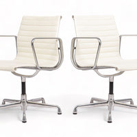 Mid Century White Leather Office Chairs by Eames for Herman Miller