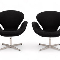 Mid Century Danish Black Swan Chairs by Arne Jacobsen for Fritz Hansen