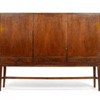 Mid Century Walnut Wood High Cabinet Credenza or Sideboard