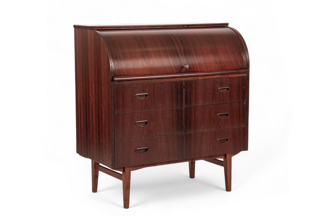 Vintage Mid Century Swedish Rosewood Rolltop Secretary Desk